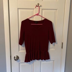 Ann Taylor burgundy short sleeved sweater.